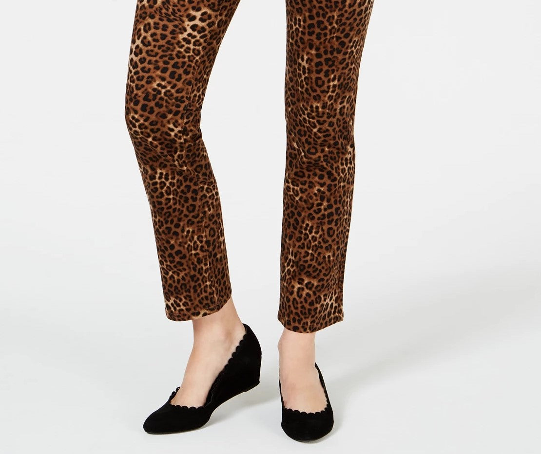 Charter Club Women's  Petite Printed Lexington Straight-Leg Jeans Brown Size 16