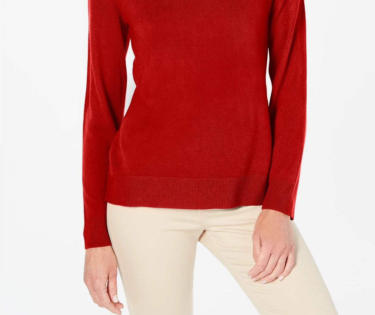Karen Scott Women's Button-Shoulder Sweater Medium Red Size Extra Small