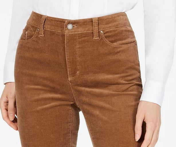 Charter Club Women's Lexington Corduroy Tummy-Control Pants Dark Brown Size 4