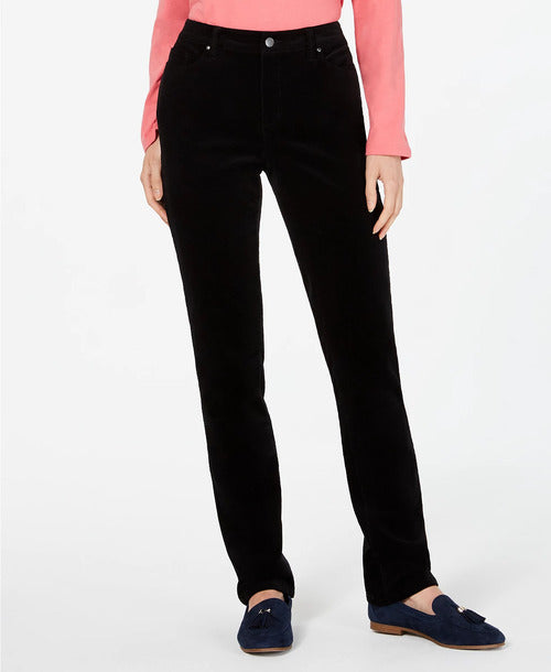 Charter Club Women's Lexington Corduroy Tummy-Control Pants Black Size 14