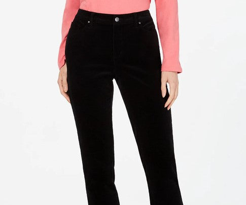 Charter Club Women's Lexington Corduroy Tummy-Control Pants Black Size 14