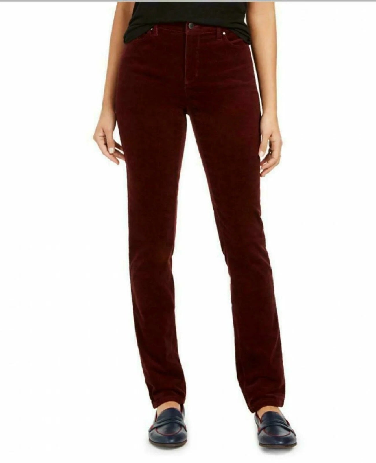 Charter Club Women's Lexington Corduroy Tummy-Control Pants Wine Size 8