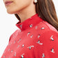 Karen Scott Women's Skiing Penguins Printed Mock-Neck Top Bright Red Size Medium