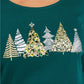 Karen Scott Women's Sparkle Holiday Graphic Shirt Green Size Small