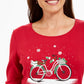 Karen Scott Women's Snow Bike Cotton Top Bright Red Size Small