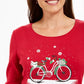 Karen Scott Women's Snow Bike Cotton Top Red Size Large