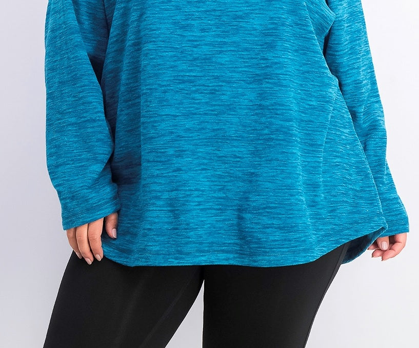 Karen Scott Women's Plus Size Marled Microfleece Top Blue Size Extra Large