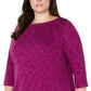 Karen Scott Women's Plus Size Marled Microfleece Top Purple Size 2 Extra Large