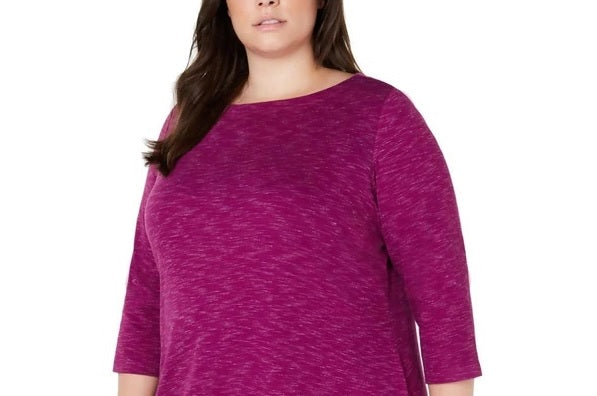 Karen Scott Women's Plus Size Marled Microfleece Top Purple Size 2 Extra Large