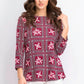 Charter Club Women's Tile-Print Top Red Size Large