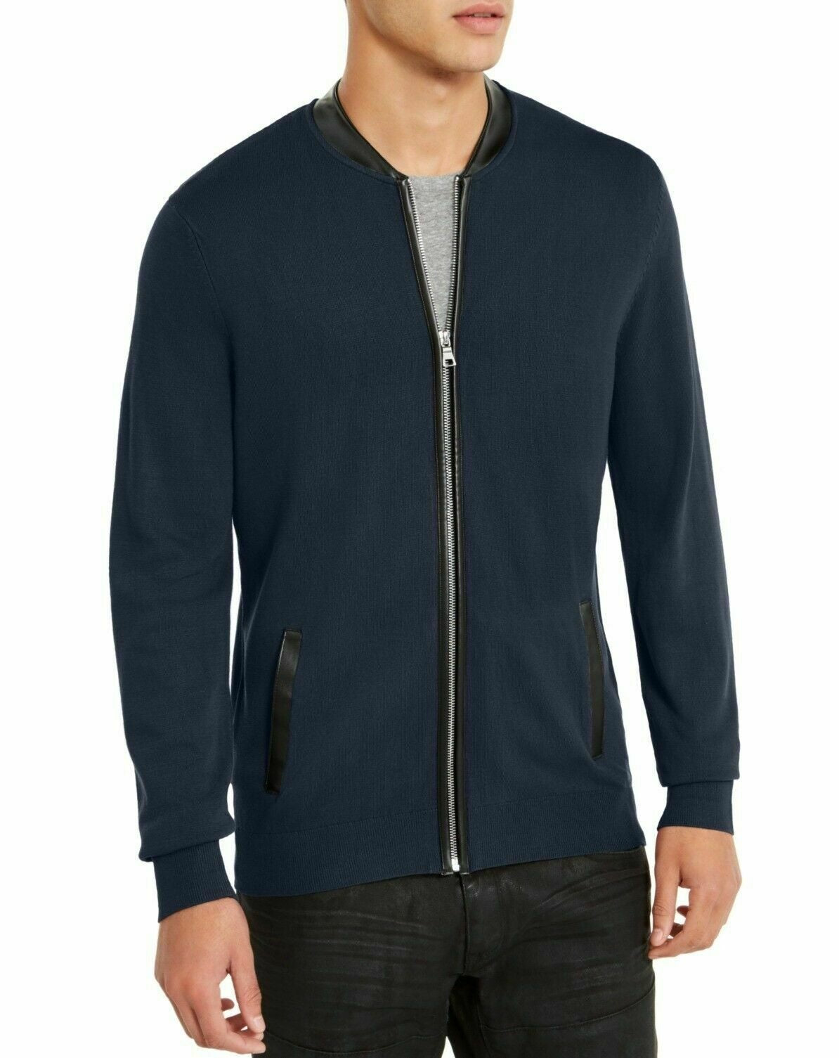 INC International Concepts Men's Zip-Front Cardigan Dark Blue Size XXX-Large