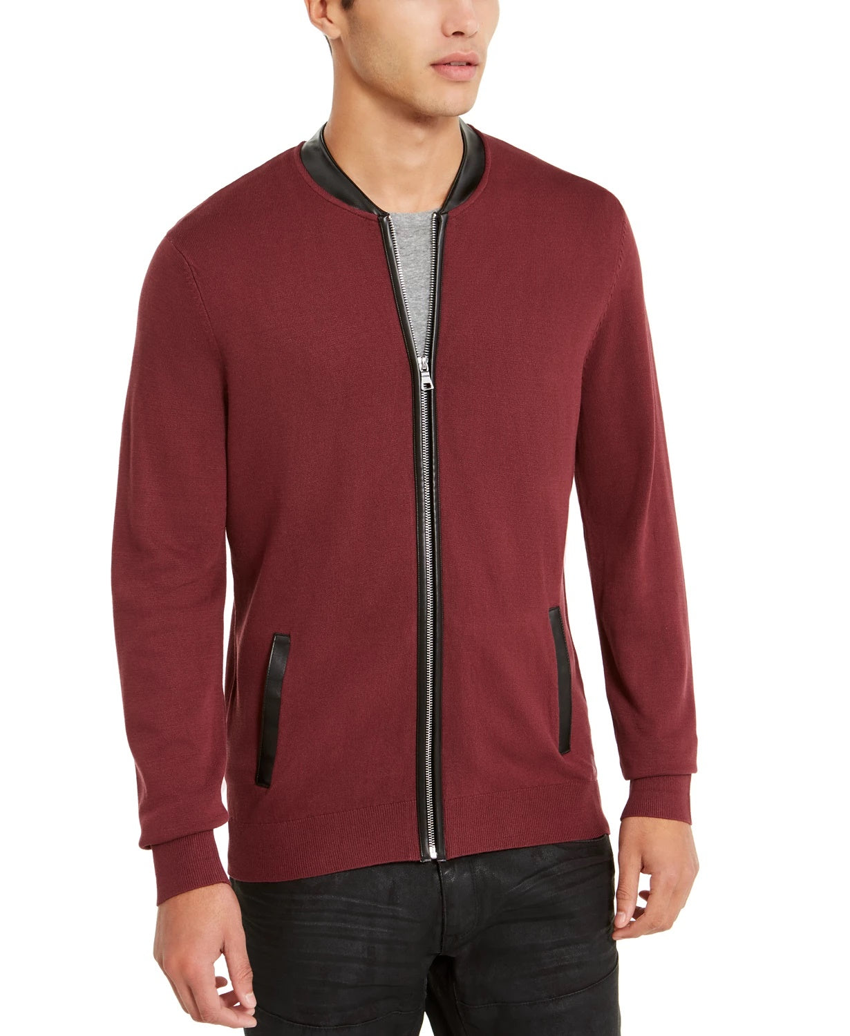 INC International Concepts Men's Zip Front Cardigan Brown Size Small