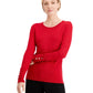 JM Women's Collection Metallic Round-Neck Stud-Cuff Sweater Bright Red Size XX Large