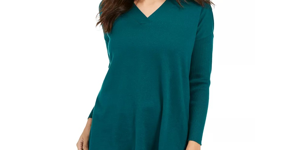 Style & Co Women's V-Neck Tunic Sweater Red Size Large