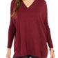 Style & Co Women's V-Neck Tunic Sweater Red Size XX-Large