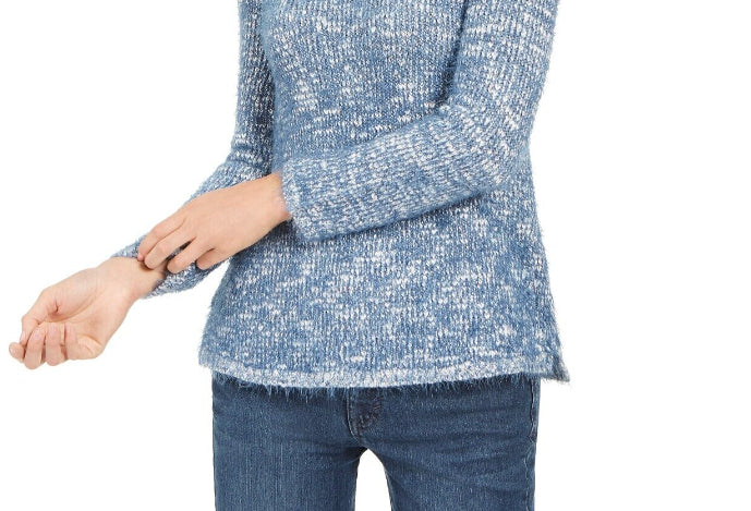 Style & Co Women's Textured Eyelash Sweater Blue Size XX-Large