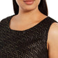 Alfani Women's Plus Size Metallic-Threaded V-Hem Top Black Size Extra Large
