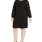Alfani Women's Plus Size Embellished-Sleeve Shift Dress Black Size 2X