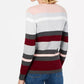 Karen Scott Women's Emma Cotton Striped Sweater Medium Red Size Petite Extra Large