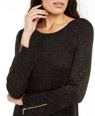 Alfani Women's Glitter-Knit Tunic Sweater Black Size Extra Small