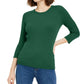Maison Jules Women's Ribbed Crew-Neck Sweater Green Size Large