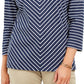 Karen Scott Women's Striped V-Neck Top Blue Size Medium