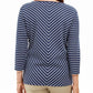 Karen Scott Women's Striped V-Neck Top Navy Size Medium