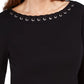 Karen Scott Women's Grommet Trim Cotton Top Black Size Small
