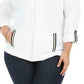 Karen Scott Women's Sport French Terry Ribbon-Trim Jacket White Size Extra Large