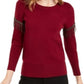 Alfani Women's Embellished Fringe Sweater Wine Size Small