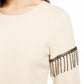 Alfani Women's Embellished Fringe Sweater Lt Beige Size XX-Large