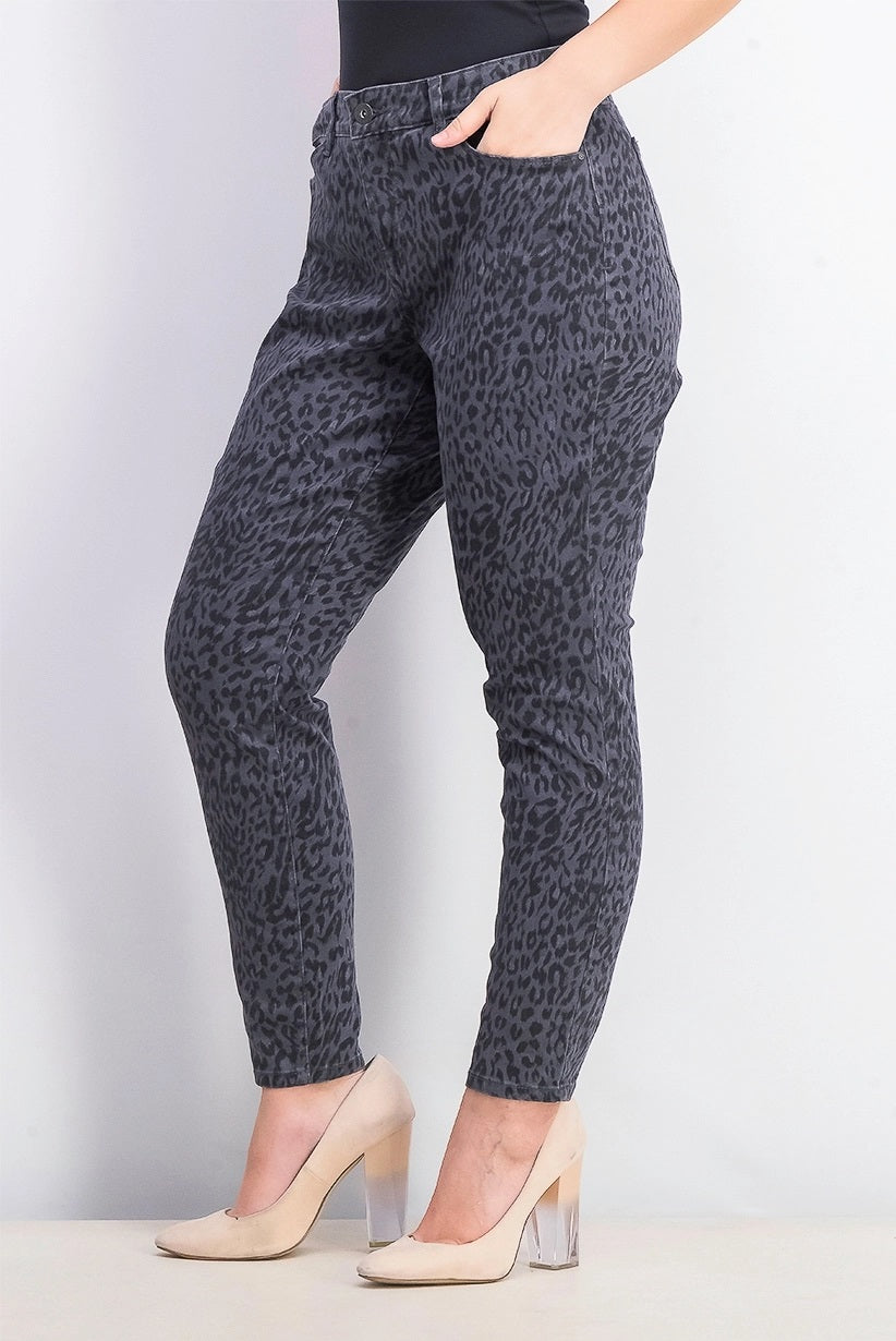 Style & Co Women's Curvy Fit Skinny Printed Jeans Grey Size 6