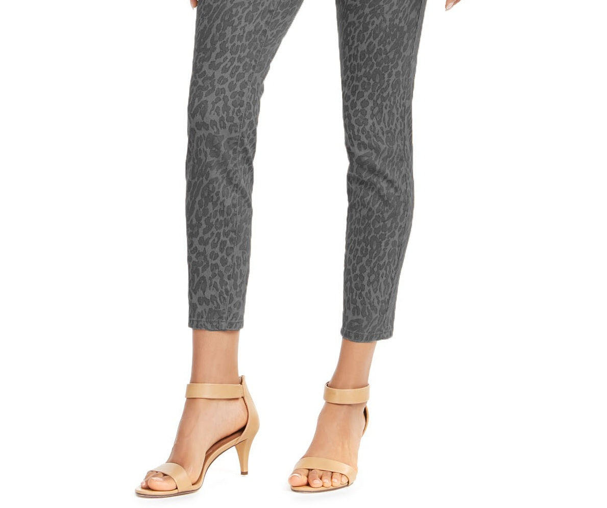 Style & Co Women's Curvy-Fit Skinny Printed Jeans Med Gray Size 10