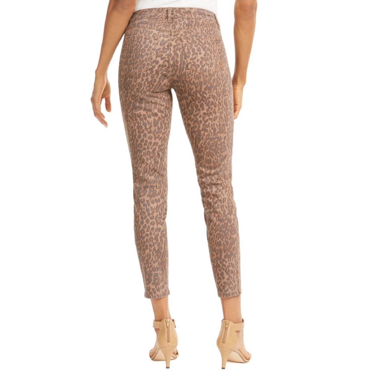 Style & Co Women's Curvy-Fit Skinny Printed Jeans Wild Puma Size 10