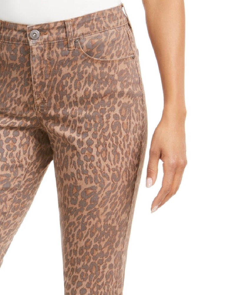 Style & Co Women's Curvy-Fit Skinny Printed Jeans Wild Puma Size 10