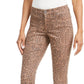Style & Co Women's Curvy-Fit Skinny Printed Jeans Beige Size 14