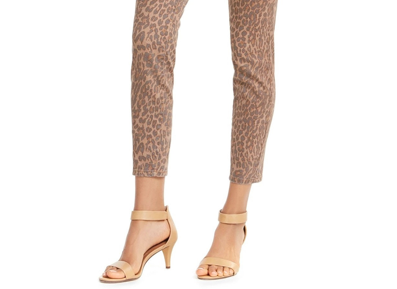 Style & Co Women's Curvy-Fit Skinny Printed Jeans Beige Size 14