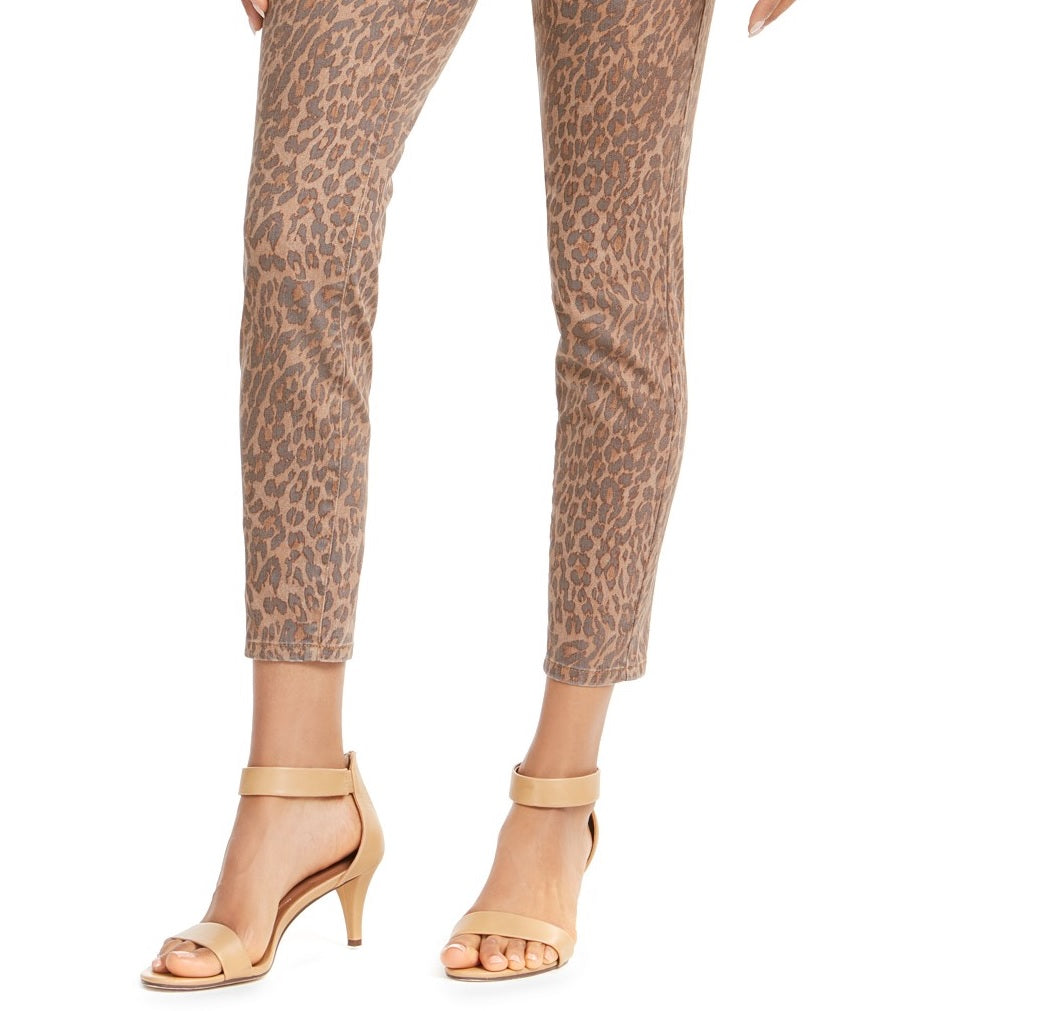 Style & Co Curvy-Fit Skinny Printed Jeans Brown Size 12