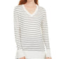 Maison Jules Women's Skinny Striped Pullover Sweater White Size Medium