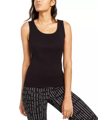 Alfani Women's Sleeveless Scoop Neck Sweater Black Size Large