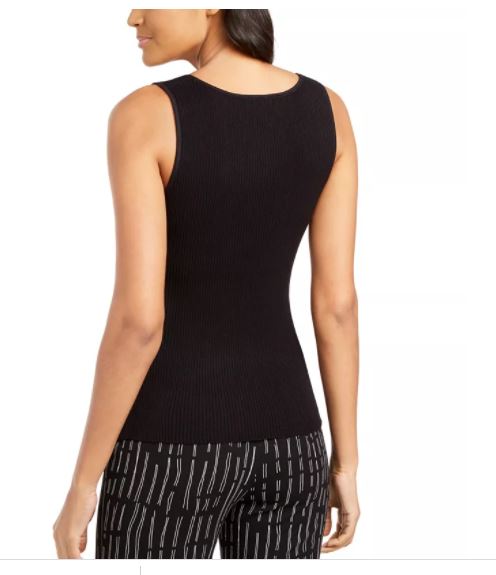 Alfani Women's Sleeveless Scoop Neck Sweater Black Size Large