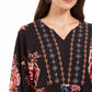 Style & Co Women's Printed Handkerchief-Hem Peasant Top Black Size Small