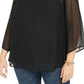 Style & Co Women's Plus Size Swiss-Dot Velvet-Yoke Top Black Size 3X