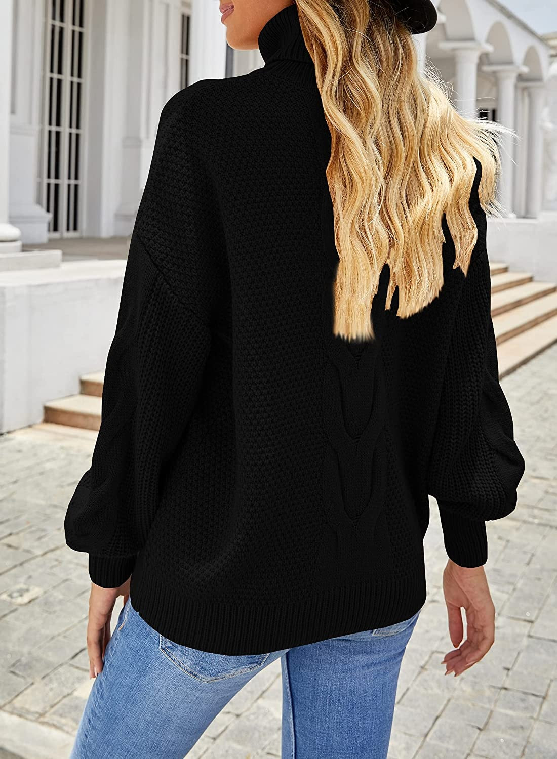 Style & Co Women's Long Sleeve Turtle Neck Blouse Sweater Black Size Petite Large