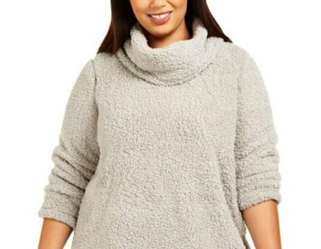 Style & Co Women's Plus Size Cowlneck Faux Sherpa Sweater Misty Harbor Size 2X