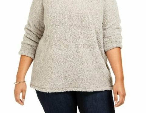 Style & Co Women's Plus Size Cowlneck Faux Sherpa Sweater Misty Harbor Size 2X