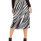 Alfani Women's Zebra Print A Line Midi Skirt Black Size 16