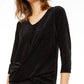 Alfani Women's Metallic Stripe Twist Front Top Black Size Medium