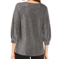 Alfani Women's Metallic-Knit Bishop-Sleeve Top Gray Size Small