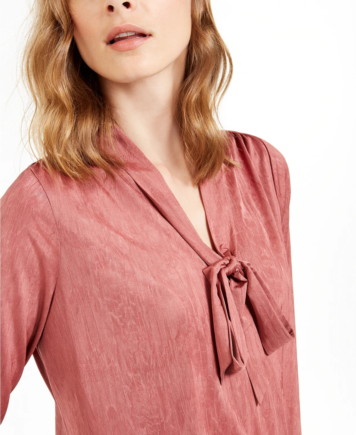 Alfani Women'sTie-Neck Surplice Top Pink Size X-Large